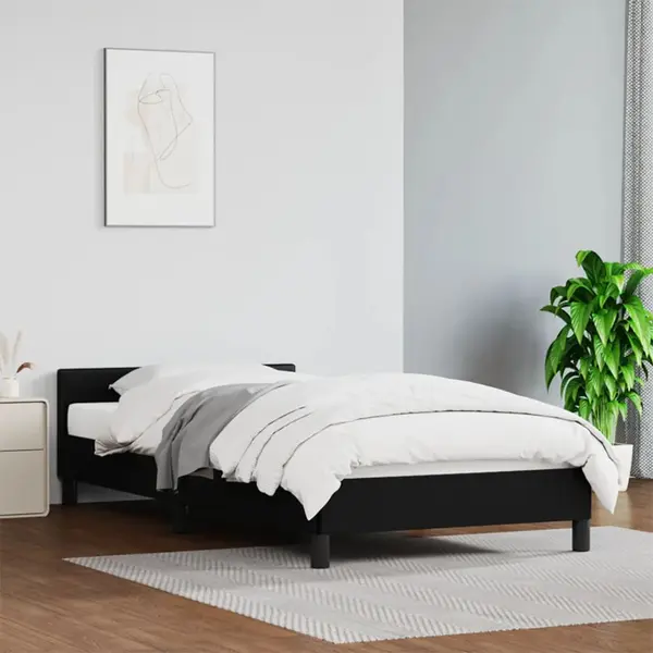 Gossi cadru de pat cu tablie, negru, 100x200 cm, piele ecologica