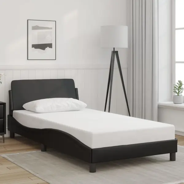 Gossi cadru de pat cu tablie, negru, 100x200 cm, piele ecologica