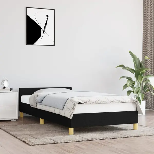 Gossi cadru de pat cu tablie, negru, 100x200 cm, textil