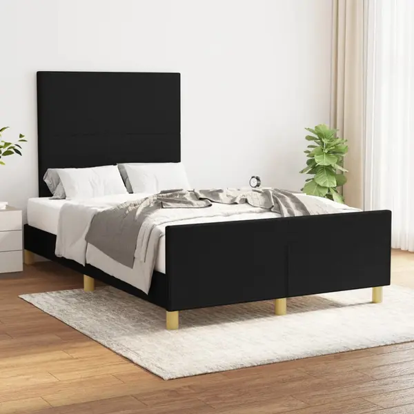 Gossi cadru de pat cu tablie, negru, 120x190 cm, material textil