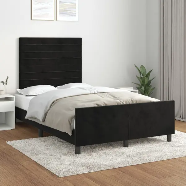 Gossi cadru de pat cu tablie, negru, 120x200 cm, catifea