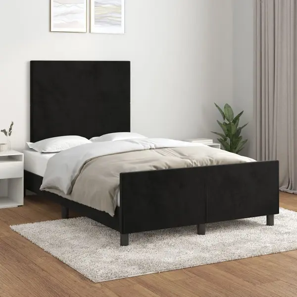 Gossi cadru de pat cu tablie, negru, 120x200 cm, catifea