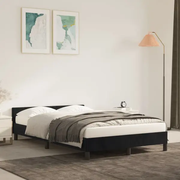 Gossi cadru de pat cu tablie, negru, 120x200 cm, catifea
