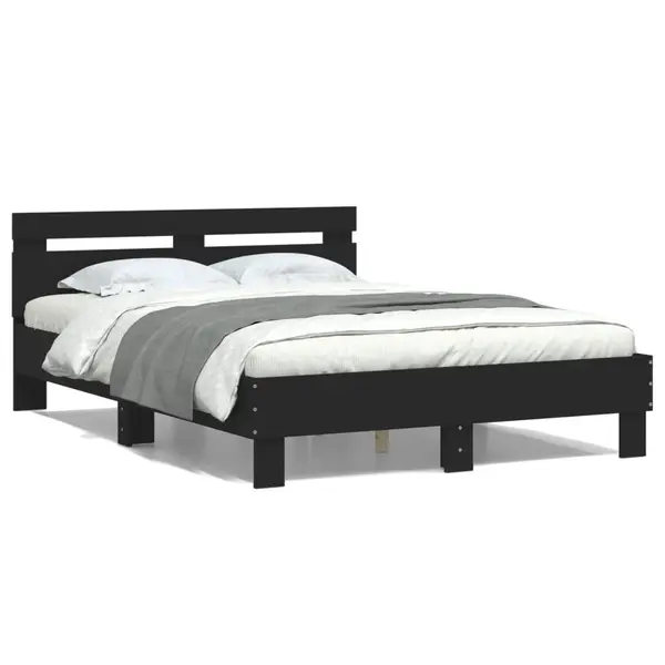 Gossi cadru de pat cu tablie, negru, 120x200 cm, lemn prelucrat
