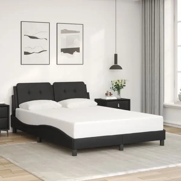 Gossi cadru de pat cu tablie, negru, 120x200 cm, piele ecologica