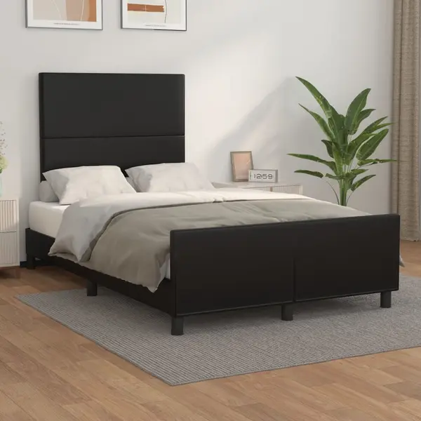 Gossi cadru de pat cu tablie, negru, 120x200 cm, piele ecologica