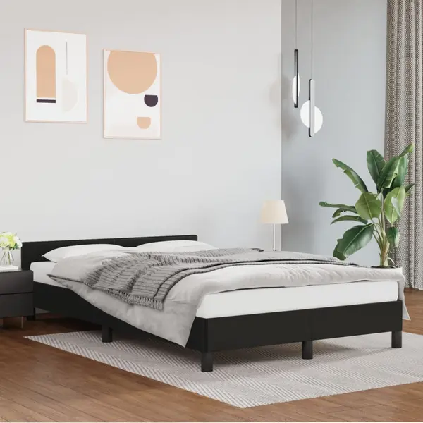 Gossi cadru de pat cu tablie, negru, 120x200 cm, piele ecologica