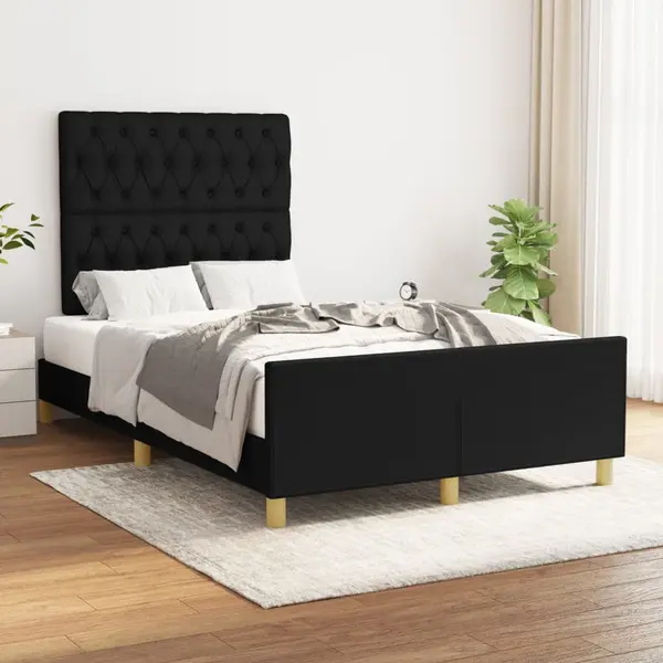 Gossi cadru de pat cu tablie, negru, 120x200 cm, textil