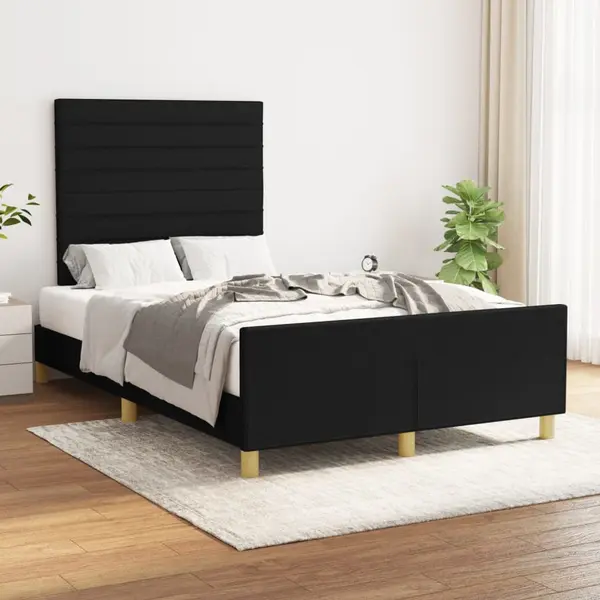 Gossi cadru de pat cu tablie, negru, 120x200 cm, textil
