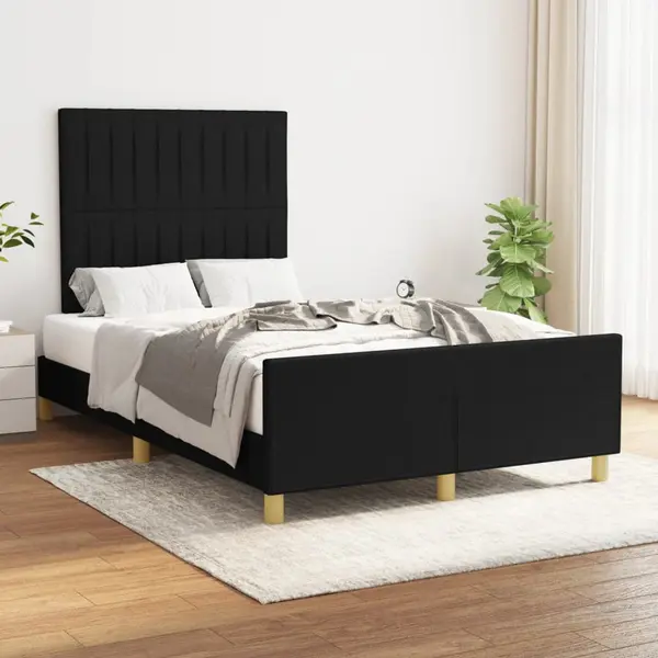 Gossi cadru de pat cu tablie, negru, 120x200 cm, textil