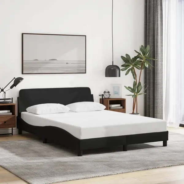Gossi cadru de pat cu tablie, negru, 120x200 cm, textil