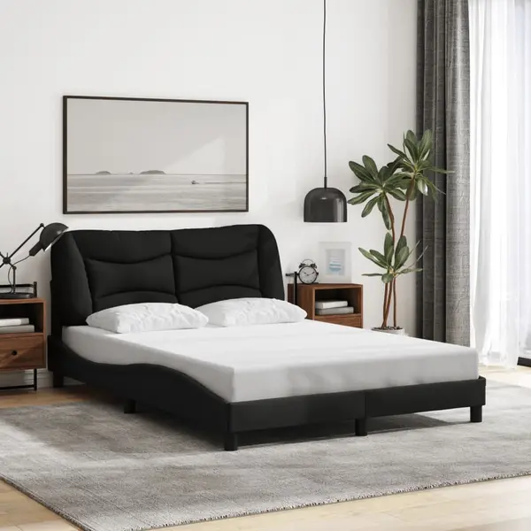 Gossi cadru de pat cu tablie, negru, 120x200 cm, textil