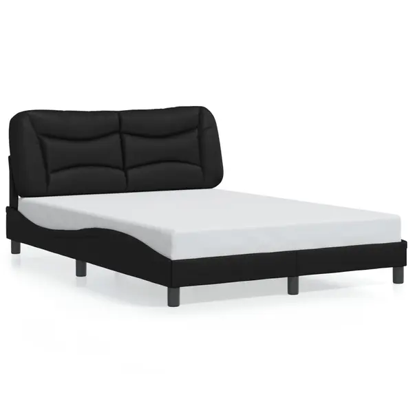 Gossi cadru de pat cu tablie, negru, 140x190 cm, piele ecologica