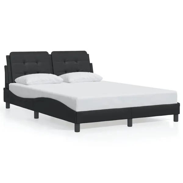 Gossi cadru de pat cu tablie, negru, 140x190 cm, piele ecologica