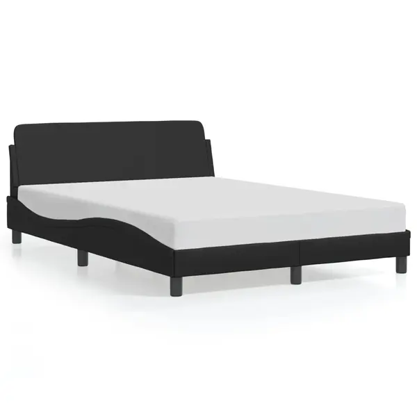 Gossi cadru de pat cu tablie, negru, 140x190 cm, piele ecologica