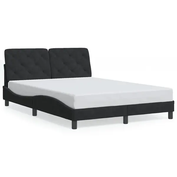Gossi cadru de pat cu tablie, negru, 140x200 cm, catifea