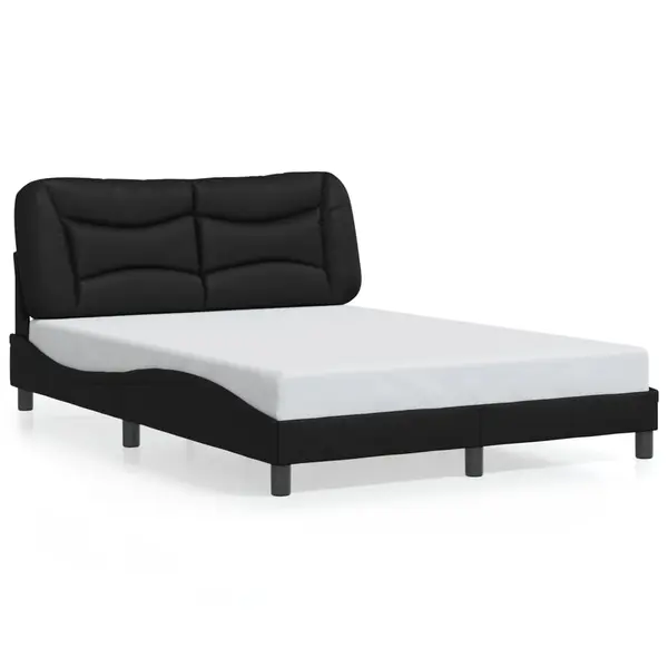 Gossi cadru de pat cu tablie, negru, 140x200 cm, piele ecologica