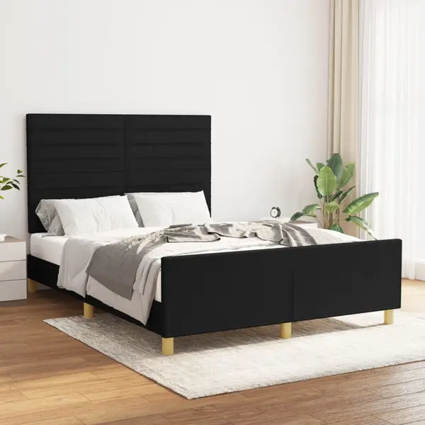 Gossi cadru de pat cu tablie, negru, 140x200 cm, textil