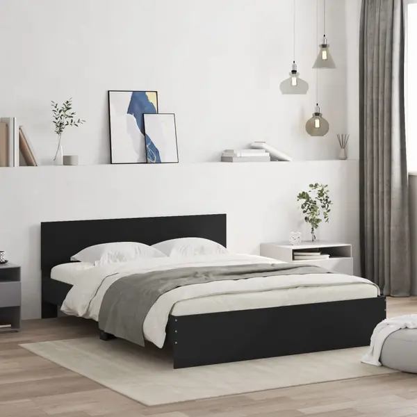 Gossi cadru de pat cu tablie, negru, 150x200 cm