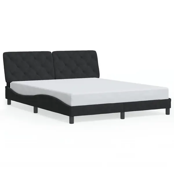Gossi cadru de pat cu tablie, negru, 160x200 cm, catifea