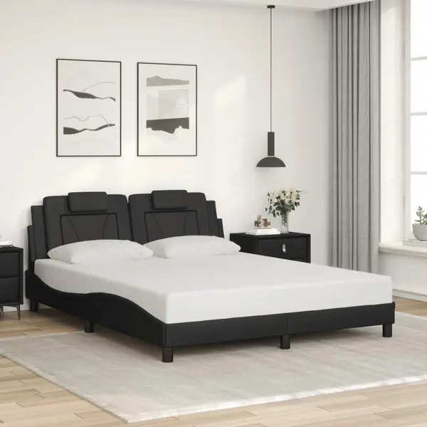 Gossi cadru de pat cu tablie, negru, 160x200 cm, piele ecologica