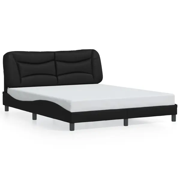 Gossi cadru de pat cu tablie, negru, 160x200 cm, piele ecologica