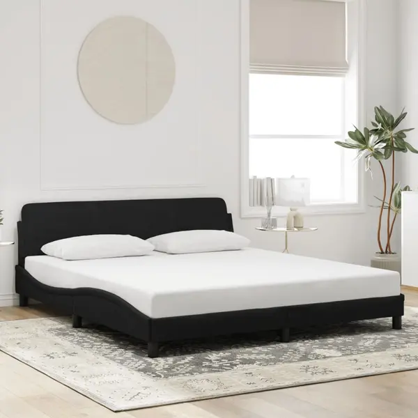 Gossi cadru de pat cu tablie, negru, 180x200 cm, catifea