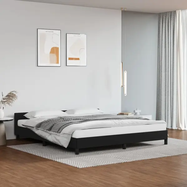 Gossi cadru de pat cu tablie, negru, 180x200 cm, piele ecologica