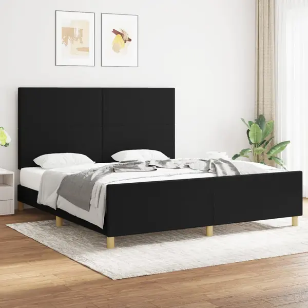 Gossi cadru de pat cu tablie, negru, 180x200 cm, textil