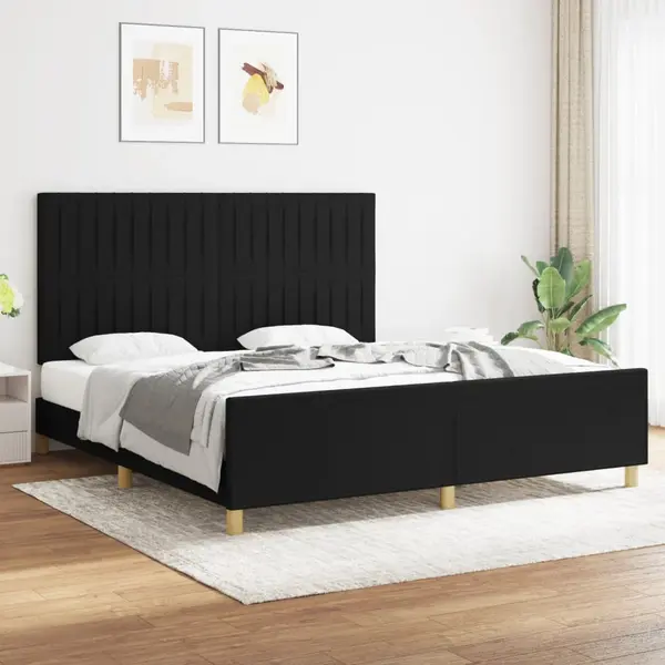 Gossi cadru de pat cu tablie, negru, 180x200 cm, textil