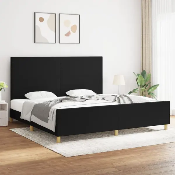 Gossi cadru de pat cu tablie, negru, 200x200 cm, textil