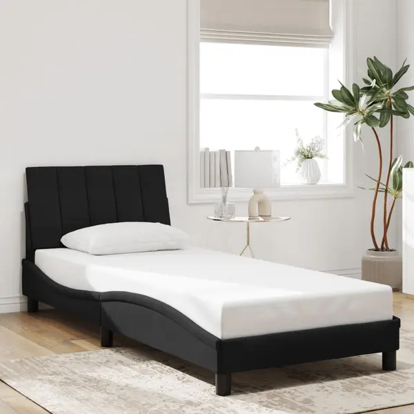 Gossi cadru de pat cu tablie, negru, 80x200 cm, catifea