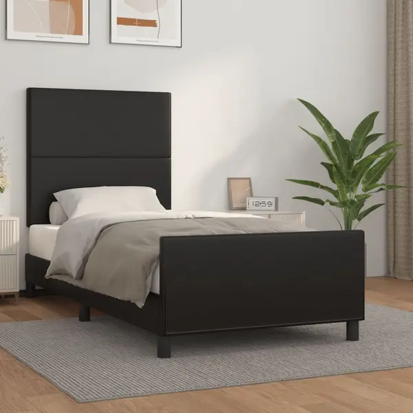 Gossi cadru de pat cu tablie, negru, 80x200 cm, piele ecologica