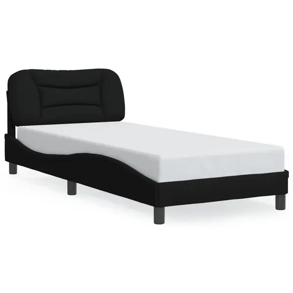 Gossi cadru de pat cu tablie, negru, 80x200 cm, textil