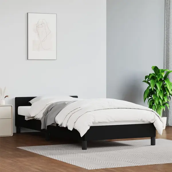 Gossi cadru de pat cu tablie, negru, 90x190 cm, piele ecologica