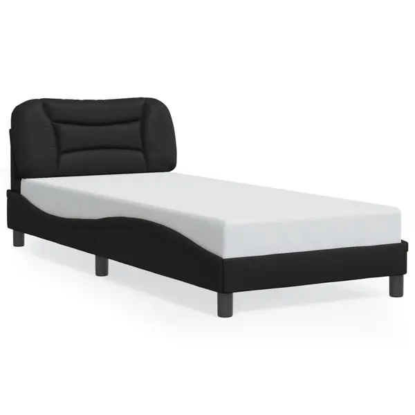 Gossi cadru de pat cu tablie, negru, 90x190 cm, piele ecologica