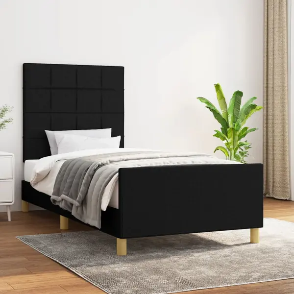 Gossi cadru de pat cu tablie, negru, 90x190 cm, textil