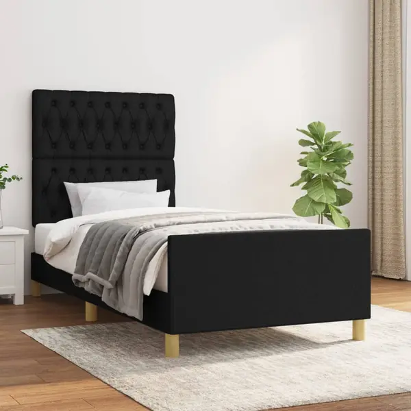Gossi cadru de pat cu tablie, negru, 90x190 cm, textil