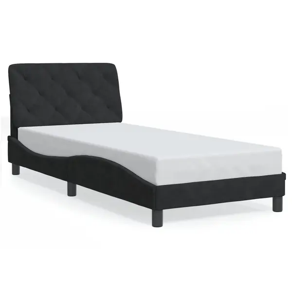 Gossi cadru de pat cu tablie, negru, 90x200 cm, catifea