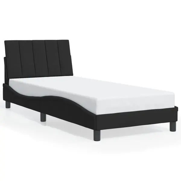 Gossi cadru de pat cu tablie, negru, 90x200 cm, catifea