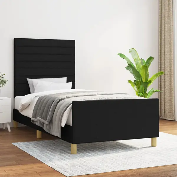 Gossi cadru de pat cu tablie, negru, 90x200 cm, textil