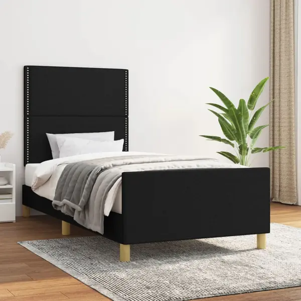 Gossi cadru de pat cu tablie, negru, 90x200 cm, textil