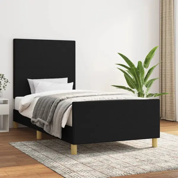 Gossi cadru de pat cu tablie, negru, 90x200 cm, textil