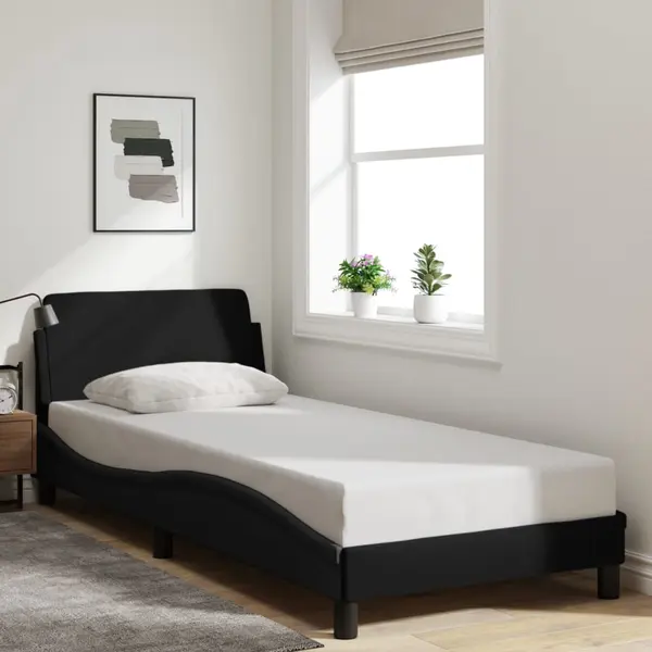 Gossi cadru de pat cu tablie, negru, 90x200 cm, textil