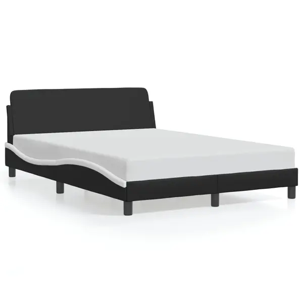Gossi cadru de pat cu tablie, negru/alb, 140x200 cm, piele ecologica
