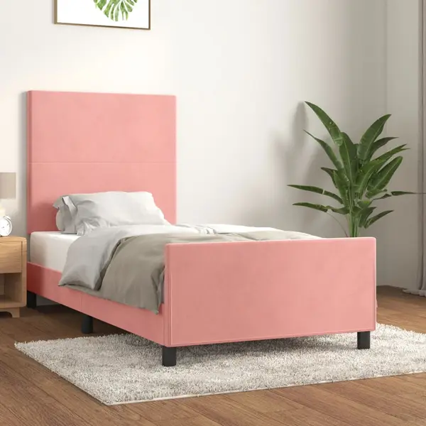 Gossi cadru de pat cu tablie, roz, 100x200 cm, catifea