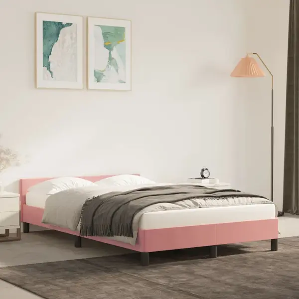 Gossi cadru de pat cu tablie, roz, 120x200 cm, catifea