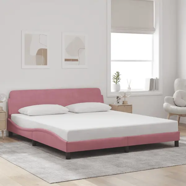 Gossi cadru de pat cu tablie, roz, 180x200 cm, catifea