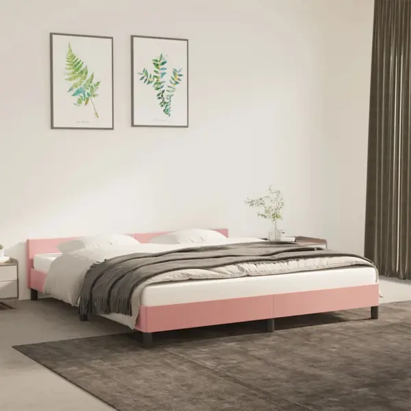 Gossi cadru de pat cu tablie, roz, 180x200 cm, catifea