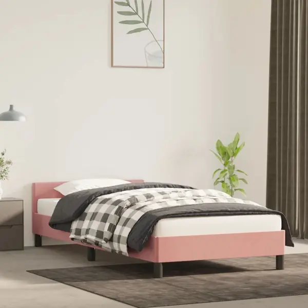 Gossi cadru de pat cu tablie, roz, 80x200 cm, catifea
